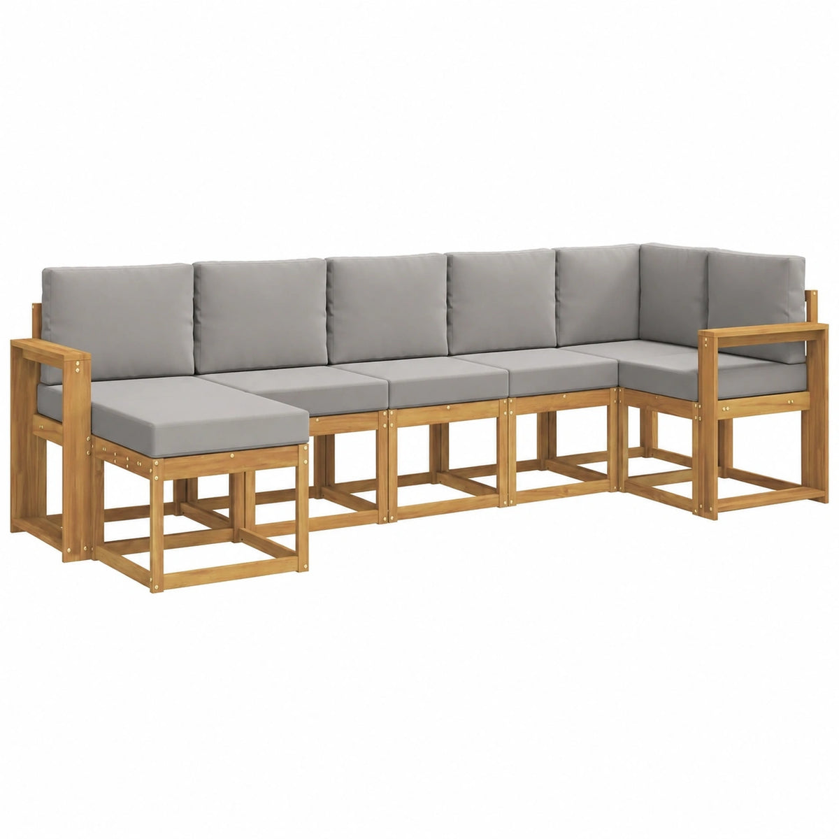 Set Divani da Esterno 7 Pezzi Bianco e Grigio in Legno di Acacia
