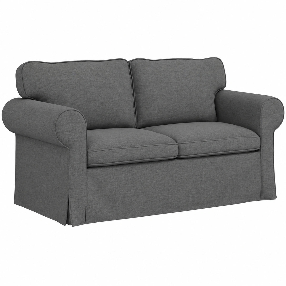Divano Modulare Grigio Scuro in Tessuto con Struttura in Metallo e Gambe Nere, 215 x 82 x 80 cm, Design Minimalista per Soggiorno