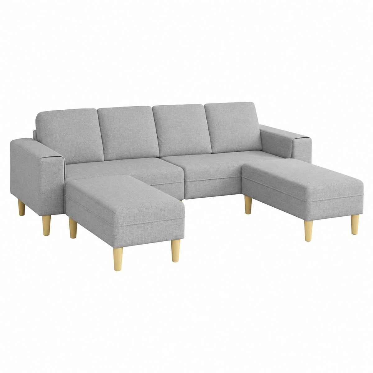 Ensemble di divani modulari moderni, 3 pezzi, tessuto grigio nuvola, perfetti per rilassarsi e socializzare, resistenti e eleganti