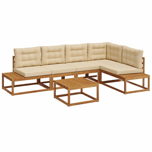 Set da Giardino in Legno di Acacia con Tavolo e Cuscini, Divano Modulare per Terrazza