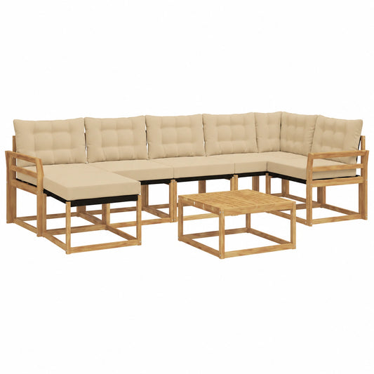 Set giardino 8 pezzi in legno di acacia, 7 posti, tavolo modulare per terrazza e balcone