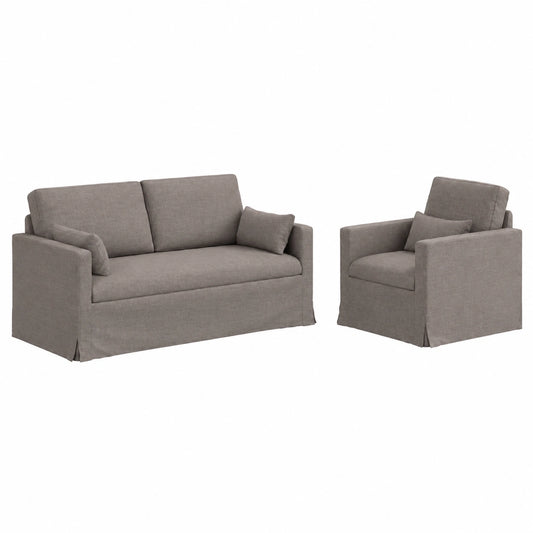 Set Divani Modulo Moderni in Tessuto Talpa, 2 Pezzi, Struttura in Metallo e Legno, 158x78x80 cm