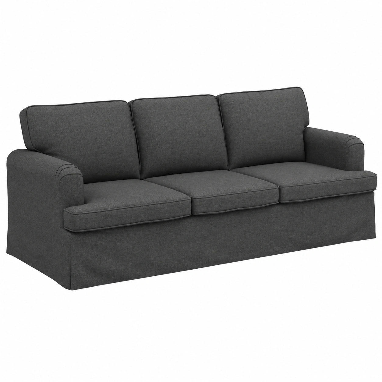 Divano Modulare Componibile in Tessuto Grigio Scuro, 201x80x85 cm, Struttura in Metallo e Legno