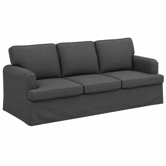 Divano Modulare Componibile in Tessuto Grigio Scuro, 201x80x85 cm, Struttura in Metallo e Legno