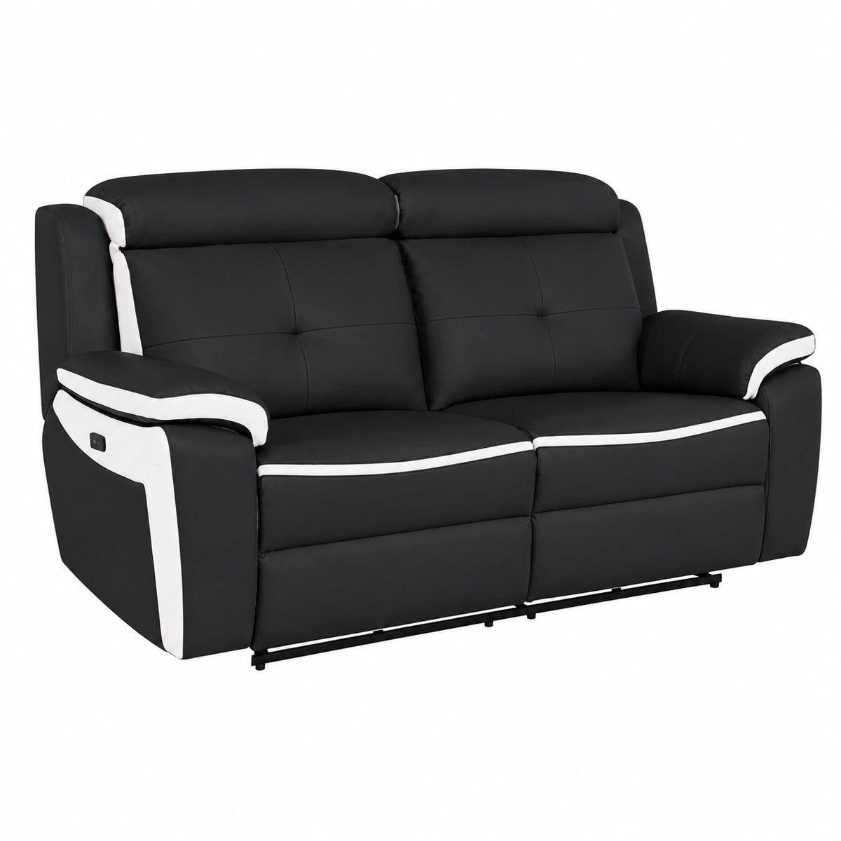 Divano Elettrico a 3 Posti in Pelle Nera, Stile Moderno - Vente-unique Relax