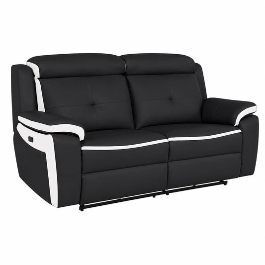 Divano Elettrico a 3 Posti in Pelle Nera, Stile Moderno - Vente-unique Relax