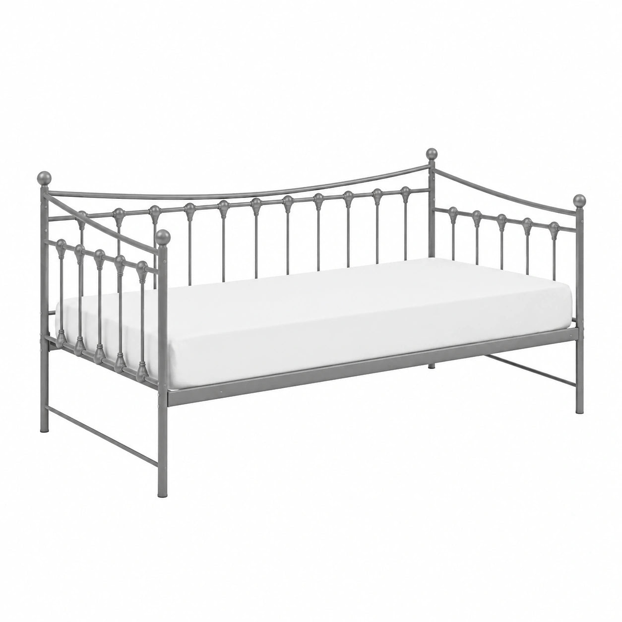 Letto estraibile salvaspazio per ospiti, divano letto in metallo con sponde laterali, ideale per piccoli spazi, 90x200 cm, grigio