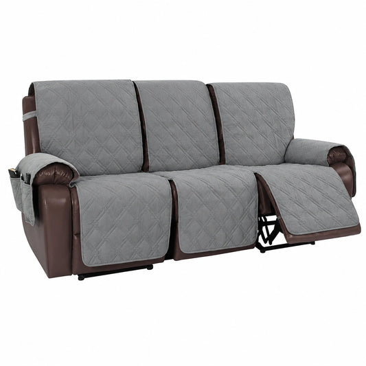 Copripoltrona Relax Impermeabile Antiscivolo, Protezione per Mobili Reclinabile Elettrica in Tessuto Grigio Chiaro, 3 Posti