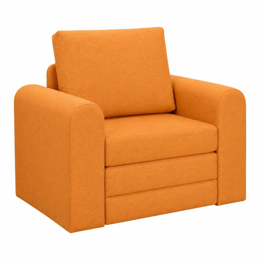 Sofà Letto Trasformabile in Velluto Giallo Scuro, 98x71x83 cm, Salvaspazio per Soggiorno e Camera degli Ospiti